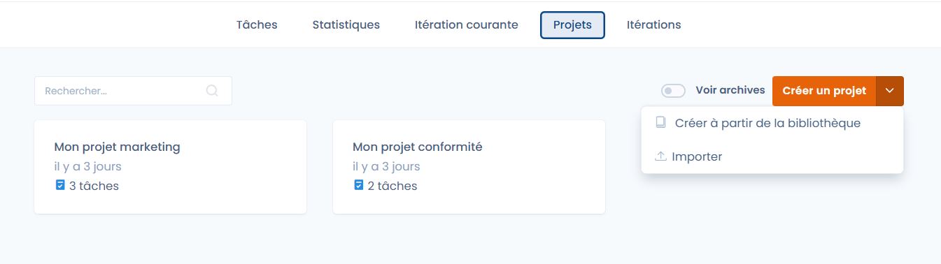 de nouvelles fonctionnalités pour les projets