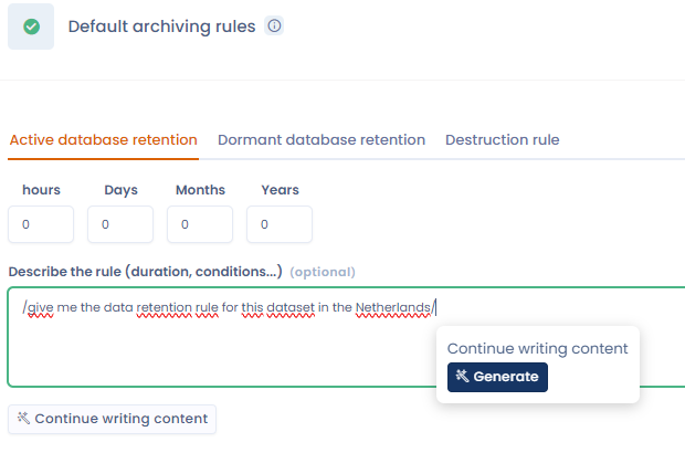 Data retention rule