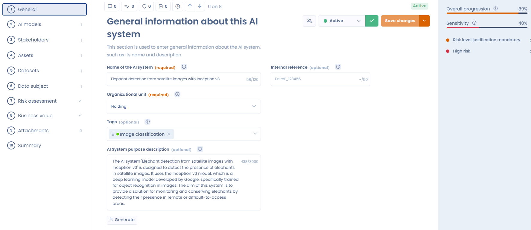 Dastra AI System Form