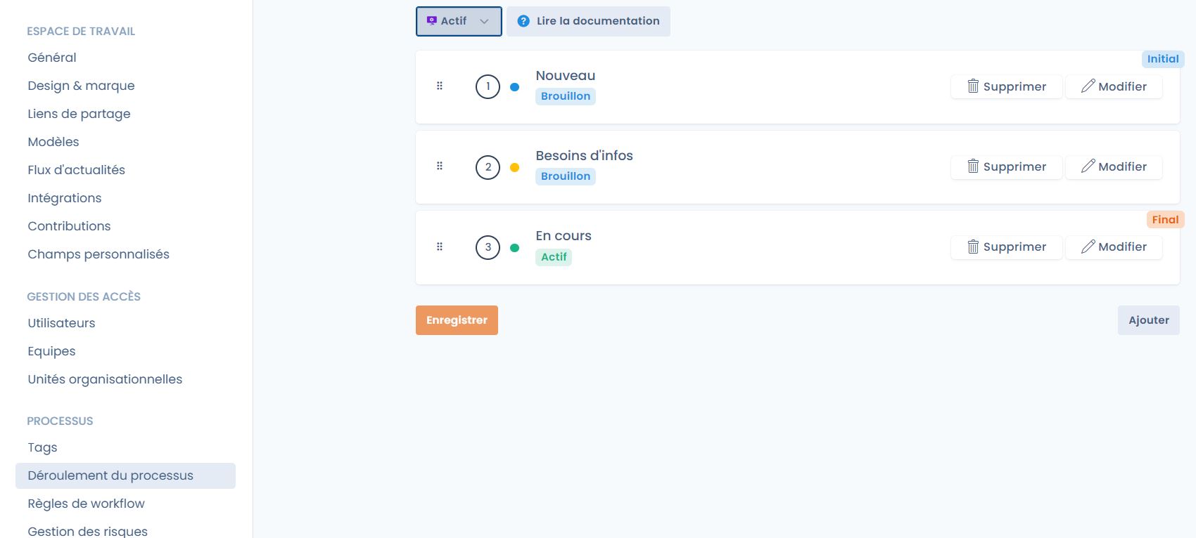 customize workflow steps on assets